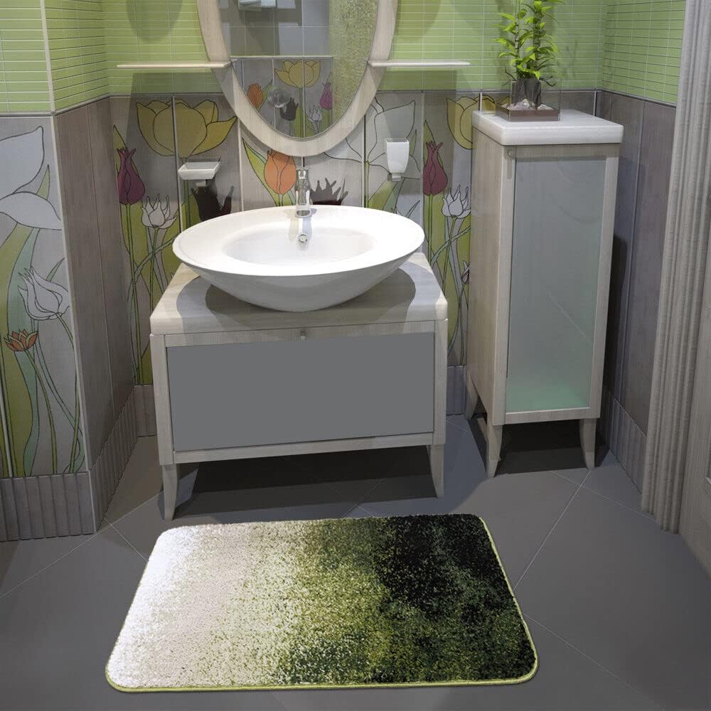 Tappeto Bagno Camera 60x120 cm Sfumato Moderno Morbido Antiscivolo Scendiletto Shaggy Verde