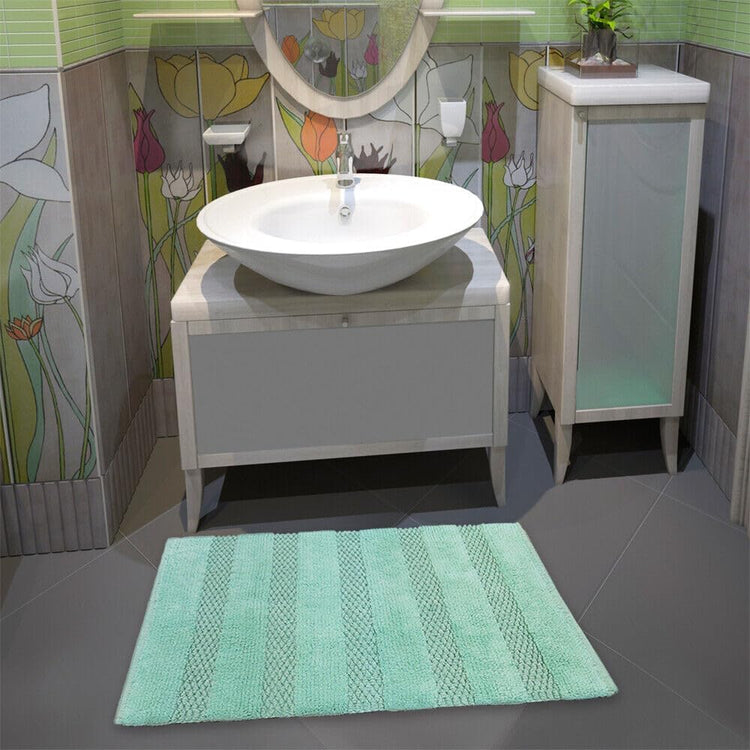 Tappeto Bagno Camera 50x80 Cm Morbido Puro Cotone Scendiletto Doccia Assorbente Antiscivolo Verde