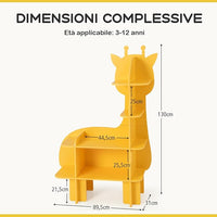 Libreria in Legno per Bambini, Organizzatore di Archiviazione Giocattoli con Ripiani, Adorabile Scaffale con Anti-Ribaltamento per Stanza dei Bambini Sala Giochi Asilo (Giraffa)