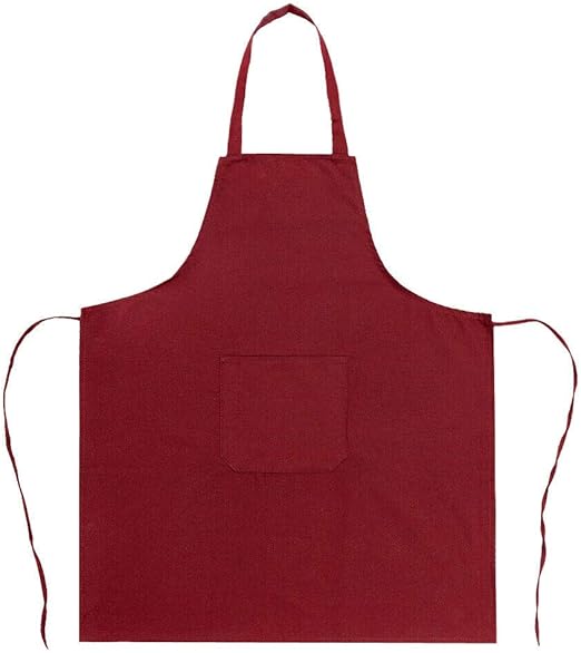 Grembiule Cucina Cotone Resistente Pettorina Ristorante Bar Cameriere Unisex Rosso Bordeaux