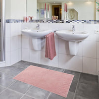 Tappeto Bagno Confortevole Scendiletto 65x130 cm Morbido Antiscivolo Pelo Lungo Rosa