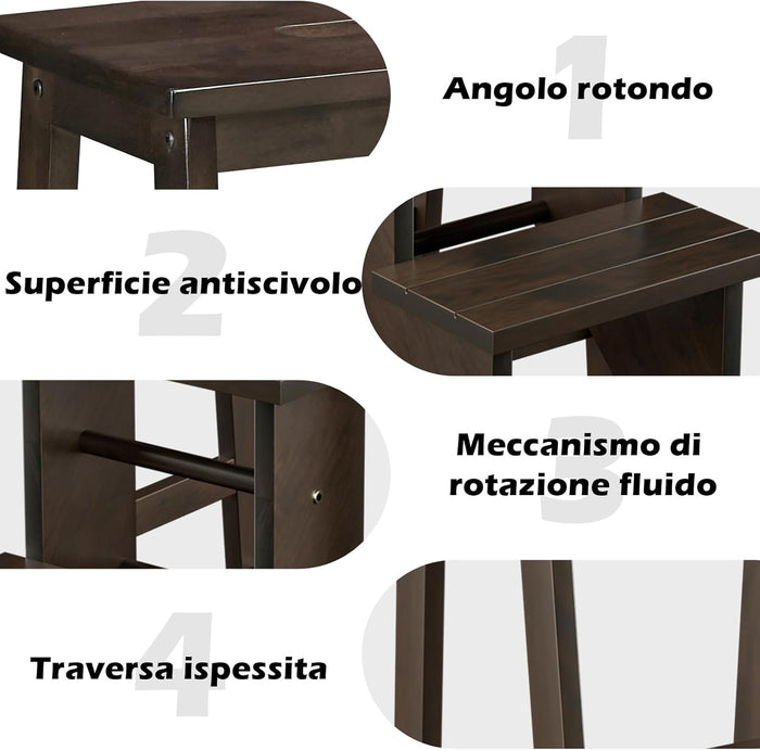 Scaletta Pieghevole, 3 in 1 Scaletta e Sgabello in Legno Multifunzione, 3 Gradini, Reversibili Impugnatura, Scaletta Portatile e Leggera, Ideale per Studio Soggiorno (Marrone)