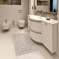 Tappeto Bagno 60x135 cm Puro Cotone Elegante Lussuoso Morbido Scendiletto Antiscivolo Beige