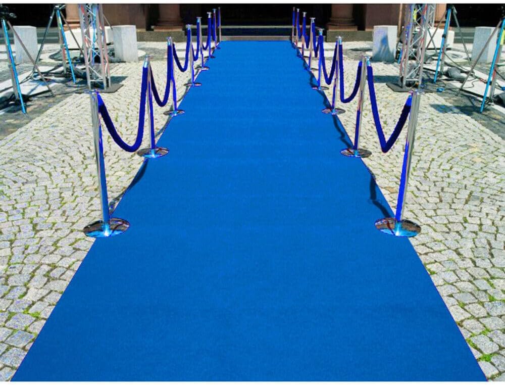 Passatoia Moquette Blu 200x600 Cm Antiscivolo Cerimonia Evento Fiera Corridoio Negozio Marciapiede