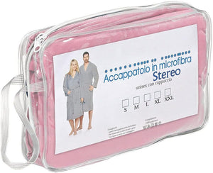 Accappatoio Microfibra Taglia XL Moderno Morbido Uomo Donna Cintura Tasche Cappuccio Rosa