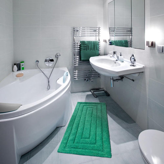 Tappeto Bagno 60x175 cm Puro Cotone Elegante Lussuoso Morbido Scendiletto Antiscivolo Verde