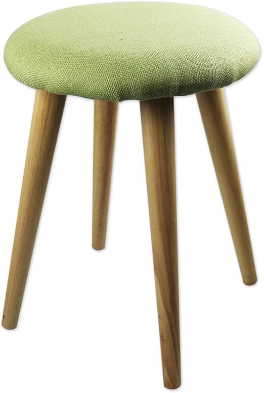 King Home SGABELLO VERDE IN KD seduta in cotone + 4 gambe in legno CM 31X31X44