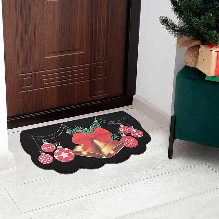 Zerbino Natalizio Moderno Sagomato Gomma Sostenibile 40x70 Cm Natale Ingresso Antiscivolo Dis.D