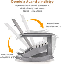 Sedia a Dondolo Adirondack, HDPE Dondolo Impermeabile da Esterno con Schienale Curvo, Portata 150 kg, Sedia Dondolo da Giardino Balcone, Grigio