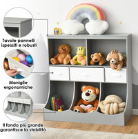 Libreria Contenitore per Bambini, con Ripiani e Cassetti, per Camera dei Bambini, 93 x 40 x 94 cm (Grigio)