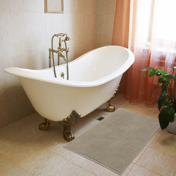 Tappeto Bagno Confortevole Scendiletto 50x80 cm Morbido Antiscivolo Pelo Lungo Marrone