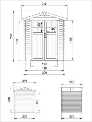 Casetta da Giardino in Legno per Esterni - L216xL206xA218 cm/ 3.53 m2 - TIMBELA M343F