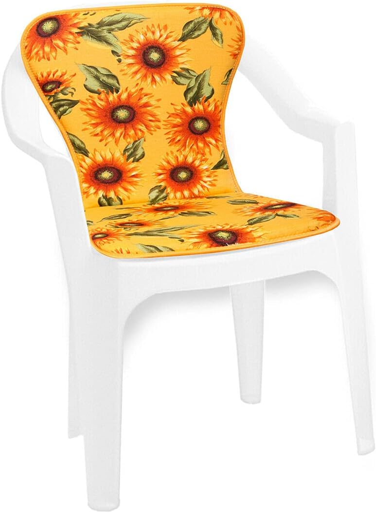 Cuscino Sedia Poltrona Morbido Girasoli Coprisedia Interno Esterno Bar Dehor Made In Italy Giallo