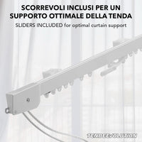 Binario Scorritenda Lineare da Soffitto Alluminio Bianco Movimento a Corda Apertura a Sinistr Riloga Bastone Tenda 350cm