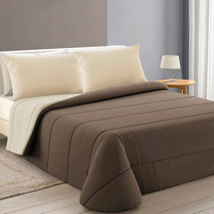 Trapunta Piumone Invernale Double Face 250gr Coperta Calda Letto 1 Pz e Mezza Made In Italy Marrone