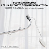 Binario Scorritenda da Soffitto in Alluminio Bianco, Curve Sporgenti 22cm, Movimento a Corda Apertura DX CM Lungh. 320cm