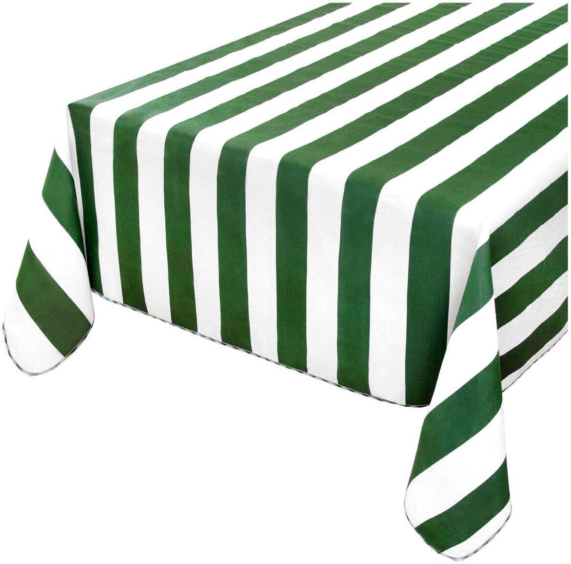 Tovaglia Giardino Cotone 135x230 Cm Bordata A Righe Copri Tavolo Piscina Cucina Verde