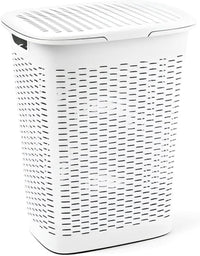 Cesto Portabiancheria in Plastica con Coperchio Salvaspazio 47 Lt - Bianco