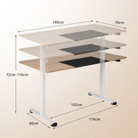 Scrivania Regolabile in Altezza Elettrica, Scrivania con Ampio Piano, Foro Passacavi e Gancio, Postazione di Lavoro per Computer da Ufficio e Casa, 140 x 70 x 72-116 cm (Legno scuro)