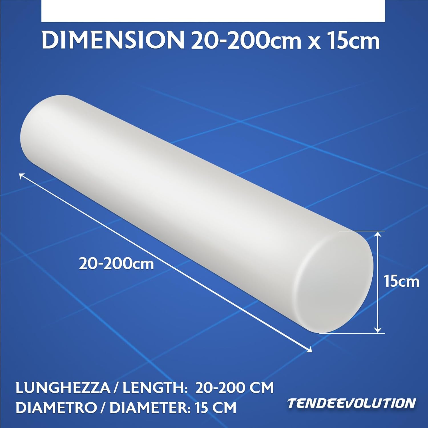 Cilindro in Gommapiuma per Divano Letto Imbottitura in Spugna e Poliuretano Rullo Foam Diametro 15 cm Lunghezza 120 cm