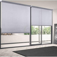 Tenda a Rullo Su Misura SCREEN Microforata Filtrante Largh. 1,25m x H 2,50m Col. Bianco/Grigio 14 per Interni ed Esterni