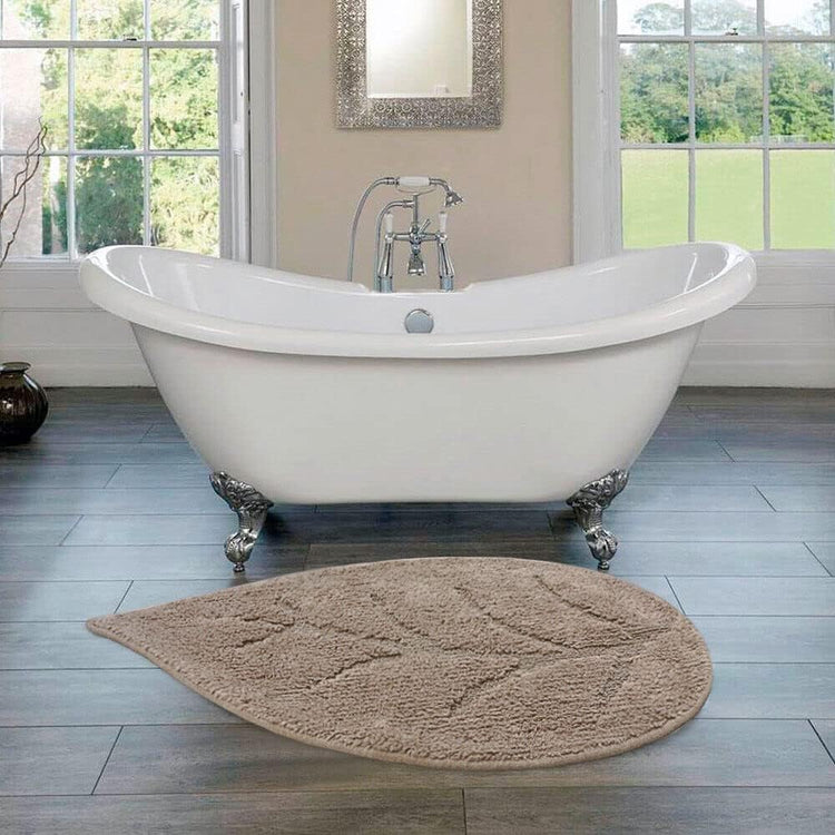 Tappeto Bagno Foglia Puro Cotone Morbido Camera ScendiLetto Assorbente Made In Italy Terra