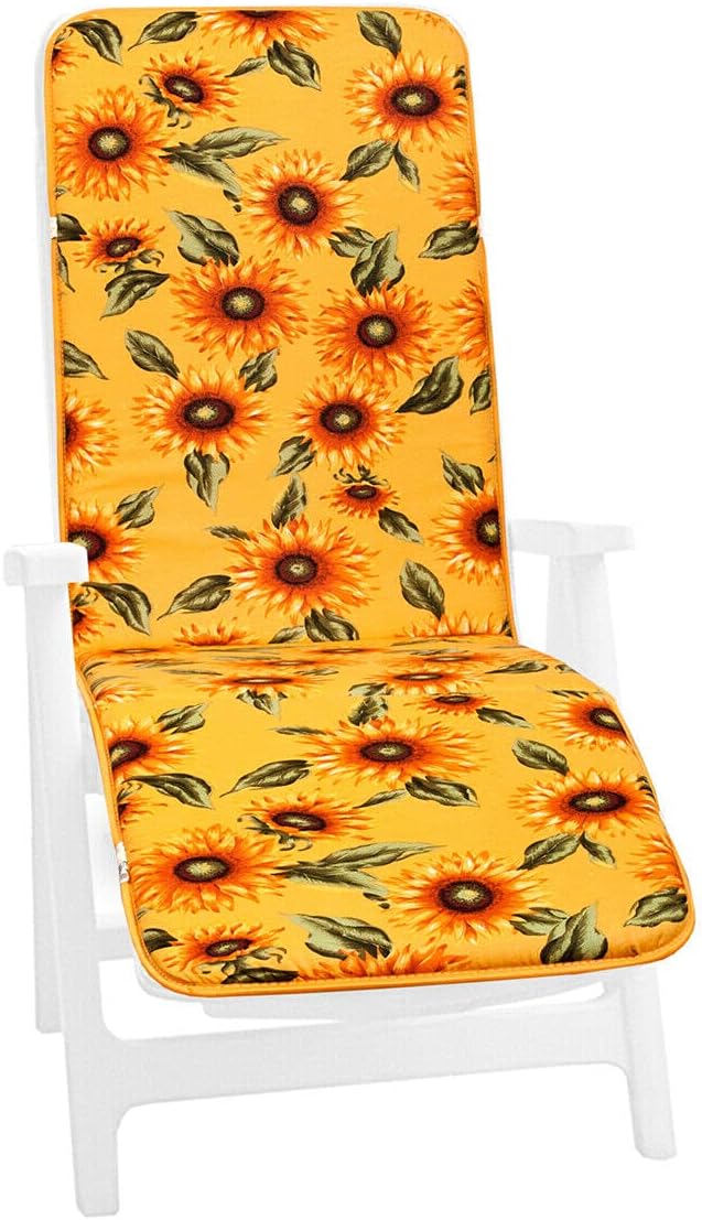 Cuscino Sdraio Poltrona Morbido Girasoli Copri Lettino Relax Pieghevole Made In Italy Giallo