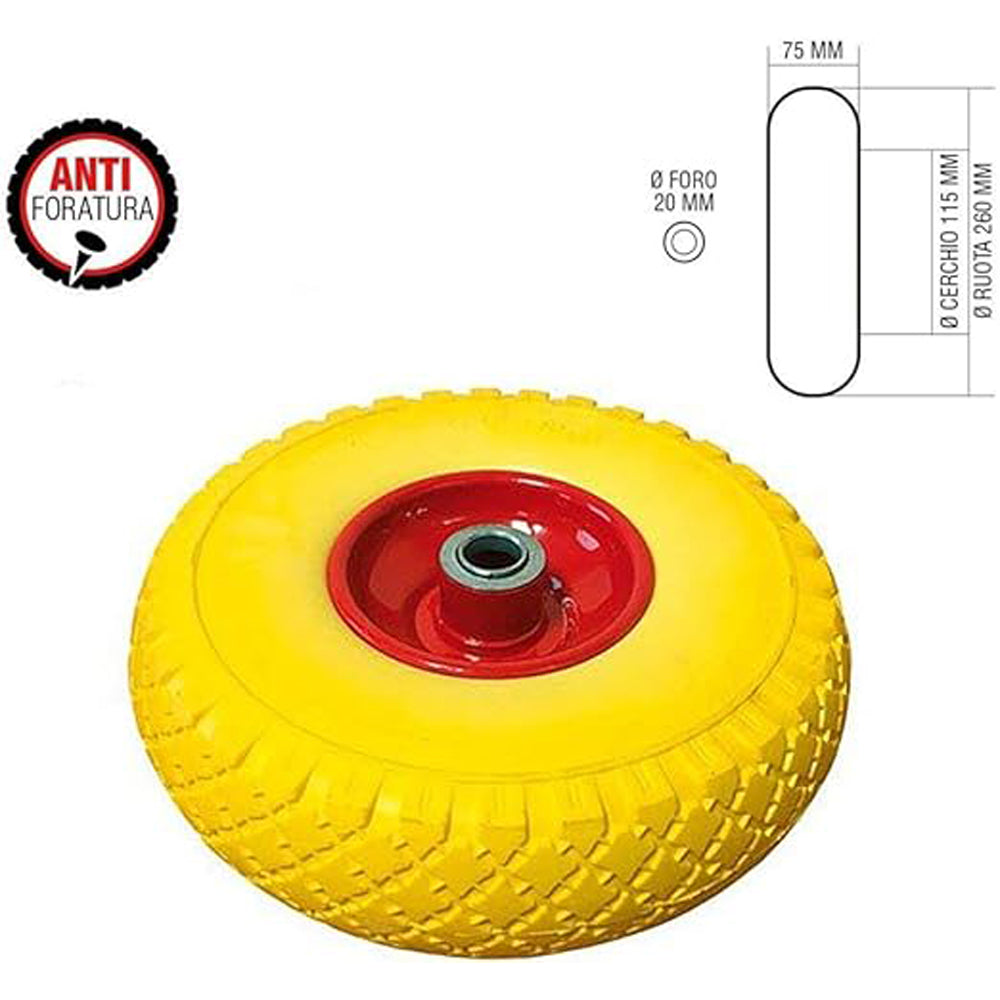 RUOTA RICAMBIO ANTIFORATURA CARRELLO PORTAPACCHI PORTATUTTO 80/8-80/10 VERDELOOK 81/15