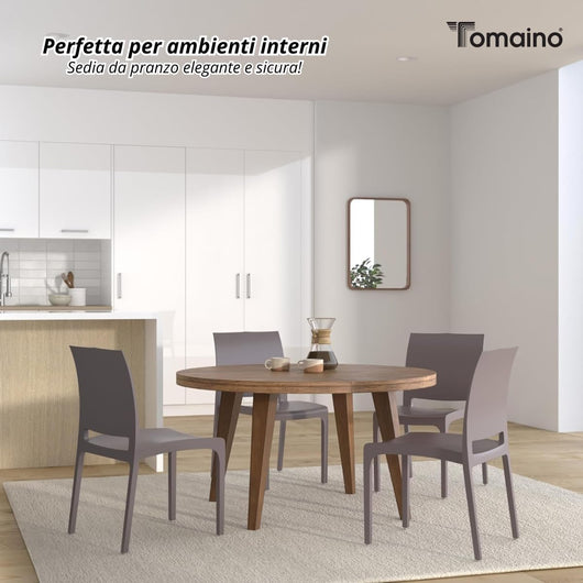 Sedie da Cucina in Plastica per uso Interno ed Esterno - Set di 6 Sedie Impilabili Volga bianco