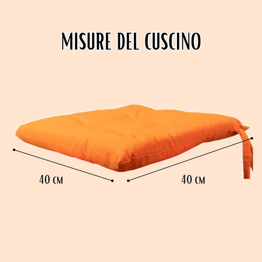 Cuscini Sedie Cucina Set Da 4, Tinta Unita Con Lacci, Coprisedie Morbidissimo Per Interno Ed Esterno 40x40 cm Arancione