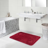 Tappeto Bagno 50x80 cm Tinta Unita Antiscivolo Assorbente Camera Letto Made In Italy Rosso