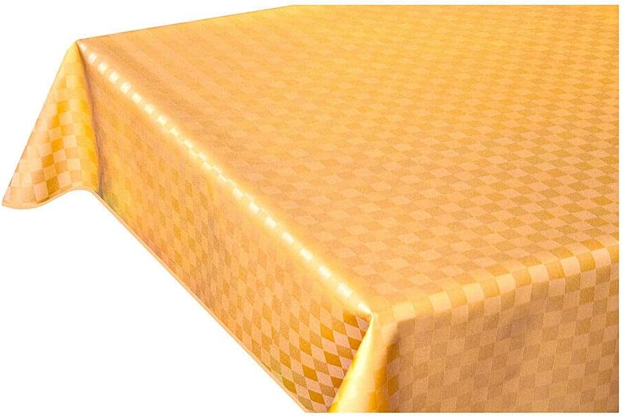 Tovaglia Cucina Antimacchia Bordata 140x140 cm Cotone Resinato Morbido Quadretti Giallo