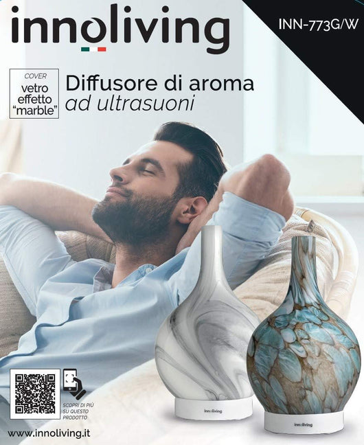 Diffusore D'Aroma Ad Ultrasuoni  150Ml- "Marble"  Bianco Innoliving INN-773WU