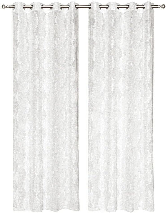 Tende Porta Finestra Occhielli Brillantini Coppia Moderna 140x280 Cm Semitrasparente Interno Bianco