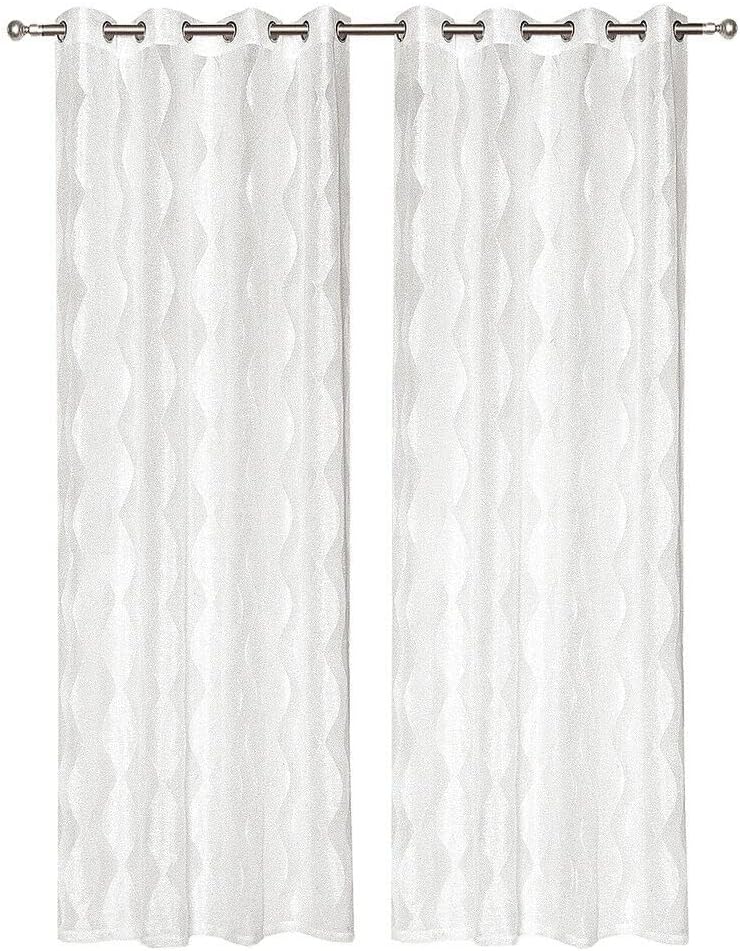 Tende Porta Finestra Occhielli Brillantini Coppia Moderna 140x280 Cm Semitrasparente Interno Bianco