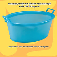 Bacinella Bucato in Plastica Rigida Ovale 45 lt Ø 70cm