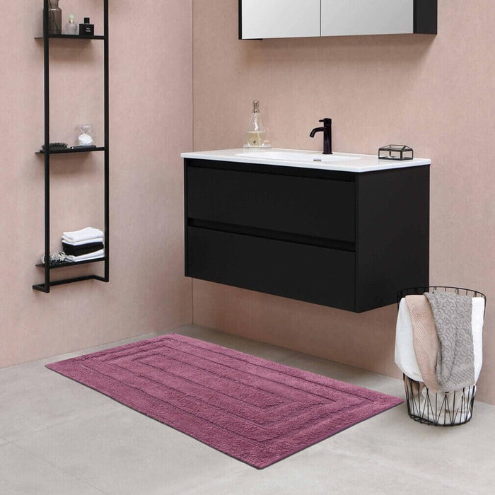 Tappeto Bagno 50x110 cm Puro Cotone Elegante Lussuoso Morbido Scendiletto Antiscivolo Porpora