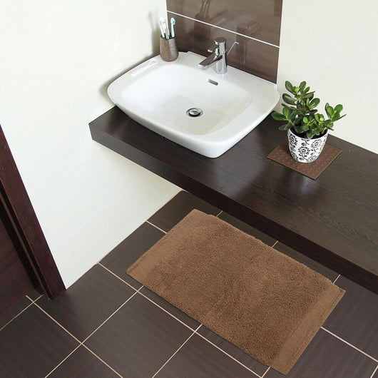 Tappeto Scendiletto Camera Doccia Bagno 60x120 Cm Morbido Puro Cotone Assorbente Antiscivolo Marrone