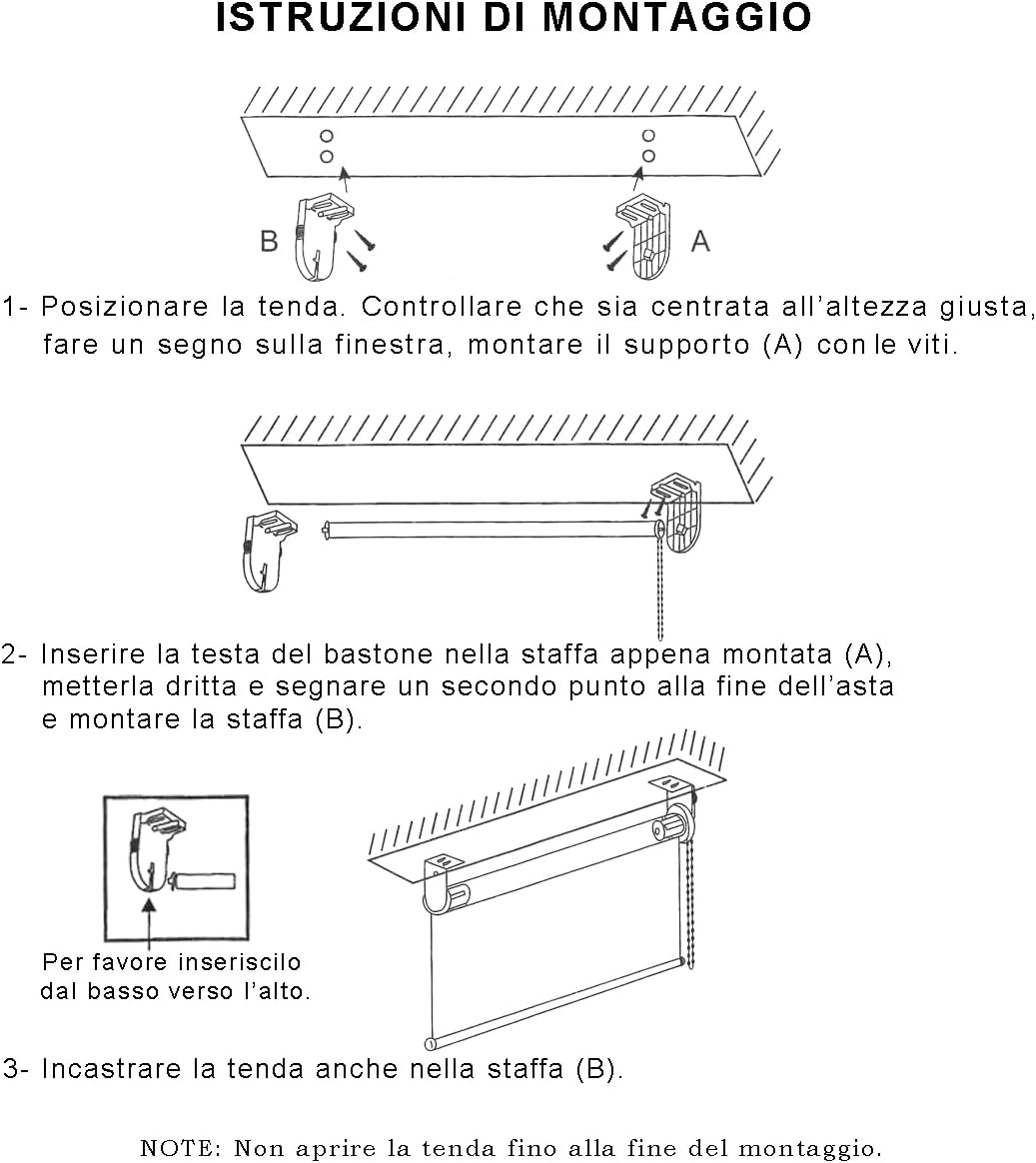 Tenda a Rullo Avvolgibile Porta Finestra Casa Ufficio Parete Soffitto Bianco 60x180 cm