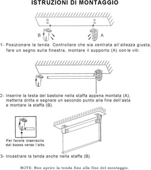 Tenda a Rullo Avvolgibile Porta Finestra Casa Ufficio Parete Soffitto Bianco 60x180 cm