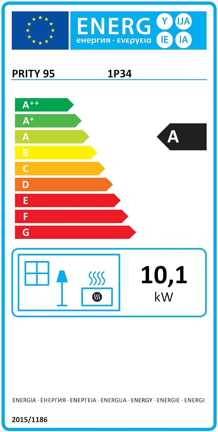 Stufa a legna con forno. Piastre in ghisa. 10kw Potenza termica. Modello Prity 1P 34