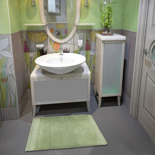 Tappeto Scendiletto Camera Doccia Bagno 60x120 Cm Morbido Puro Cotone Assorbente Antiscivolo Verde