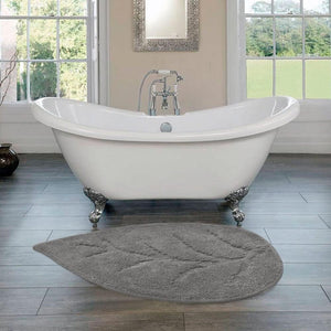 Tappeto Bagno Foglia Puro Cotone Morbido Camera ScendiLetto Assorbente Made In Italy Grigio