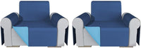 Coppia Set 2 Pezzi Copripoltrona Universale Fodera Double Face Elegante Blu