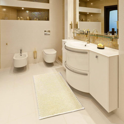 Tappeto Bagno Camera Scendiletto 60x180 cm Puro Cotone Morbido Lavabile Made In Italy Beige