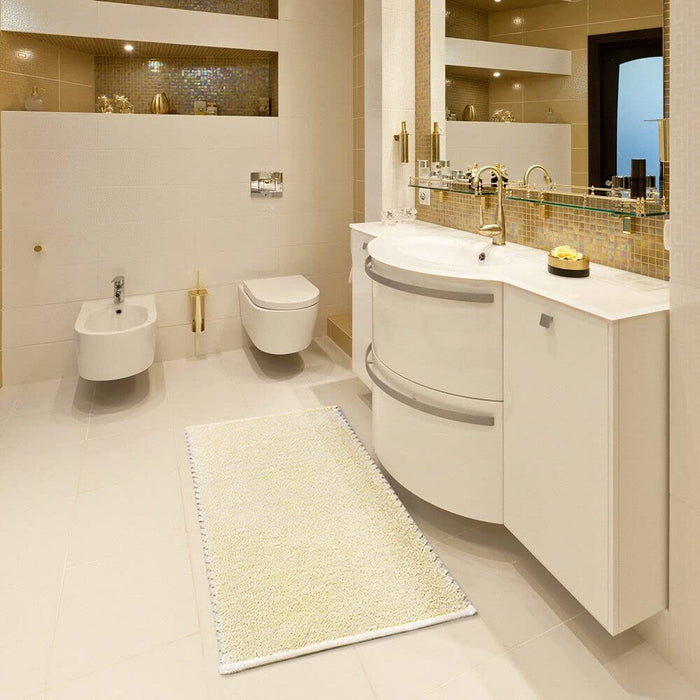 Tappeto Bagno Camera Scendiletto 60x130 cm Puro Cotone Morbido Lavabile Made In Italy Beige