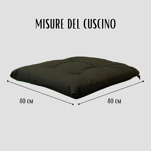 Cuscini Sedie Cucina Set Da 4, Tinta Unita Con Lacci, Coprisedie Morbidissimo Per Interno Ed Esterno 40x40 cm Nero