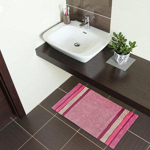 Tappeto Bagno Puro Cotone 55x90 cm Morbida Colori Vivaci Lavabile Made In Italy Rosa