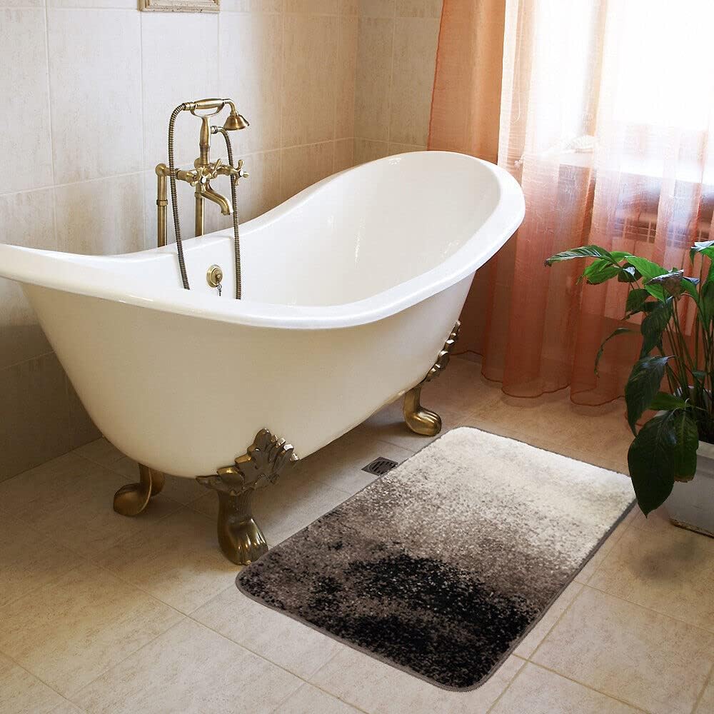 Tappeto Bagno Camera 60x120 cm Sfumato Moderno Morbido Antiscivolo Scendiletto Shaggy Marrone