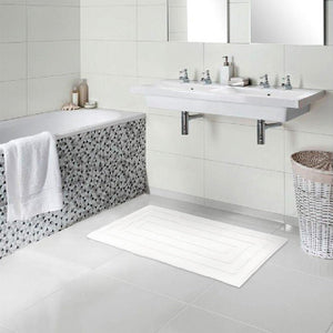 Tappeto Bagno 60x40 cm Puro Cotone Elegante Lussuoso Morbido Scendiletto Antiscivolo Bianco